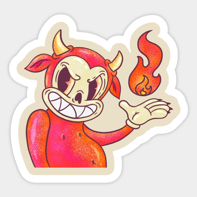 Devil with flame Sticker by Sasshhaaaart